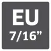 Das Bild zeigt eine graue quadratische Fläche mit der schwarzen Aufschrift 'EU 7/16"'.