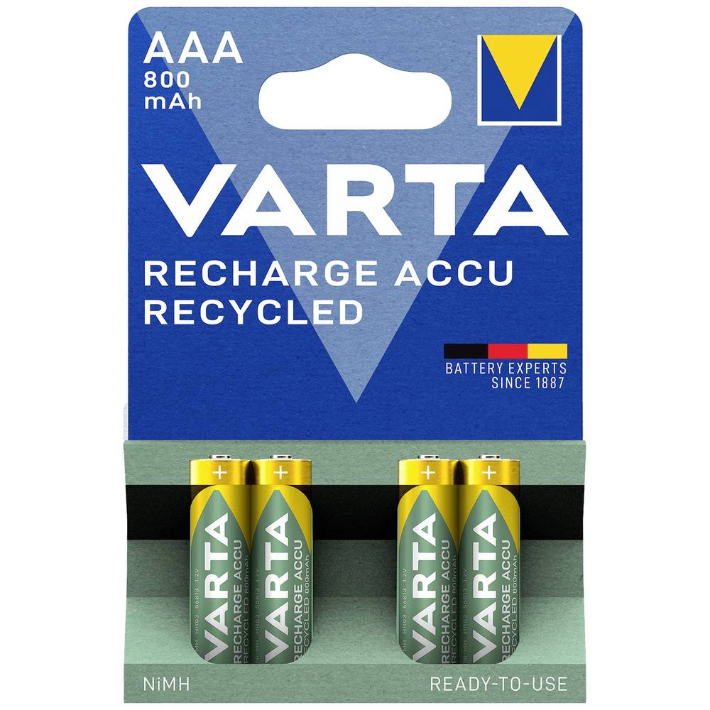 Image of Varta RECH.AC.RECYC.AAA800mAh BLI4 AAA batterij (potlood) NiMH 800 mAh 1.2 V 4 stuk(s)
