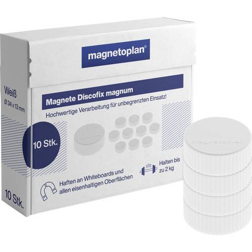magnetoplan Magnet Discofix Magnum (Ø x H) 34 mm x 13 mm rund Weiß 10 St. 1660000