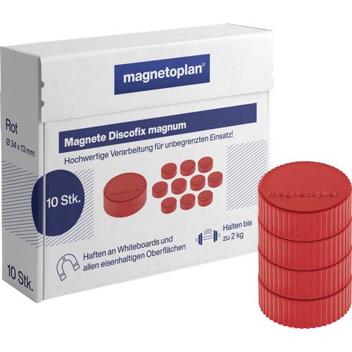 magnetoplan Magnet Discofix Magnum (Ø x H) 34 mm x 13 mm rund Rot 10 St. 1660006