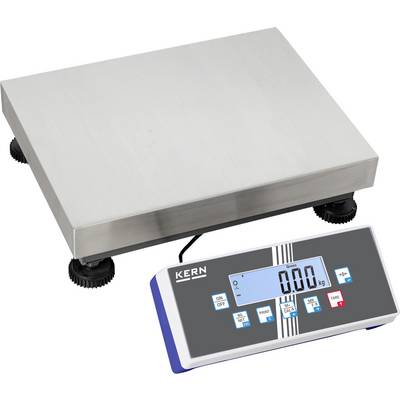 'Digitale Plattformwaage mit Anzeige. Null Kilogramm angezeigt. Silbern und blauer Bildschirm mit Tasten für Ein/Aus, Tarieren und Modus.'