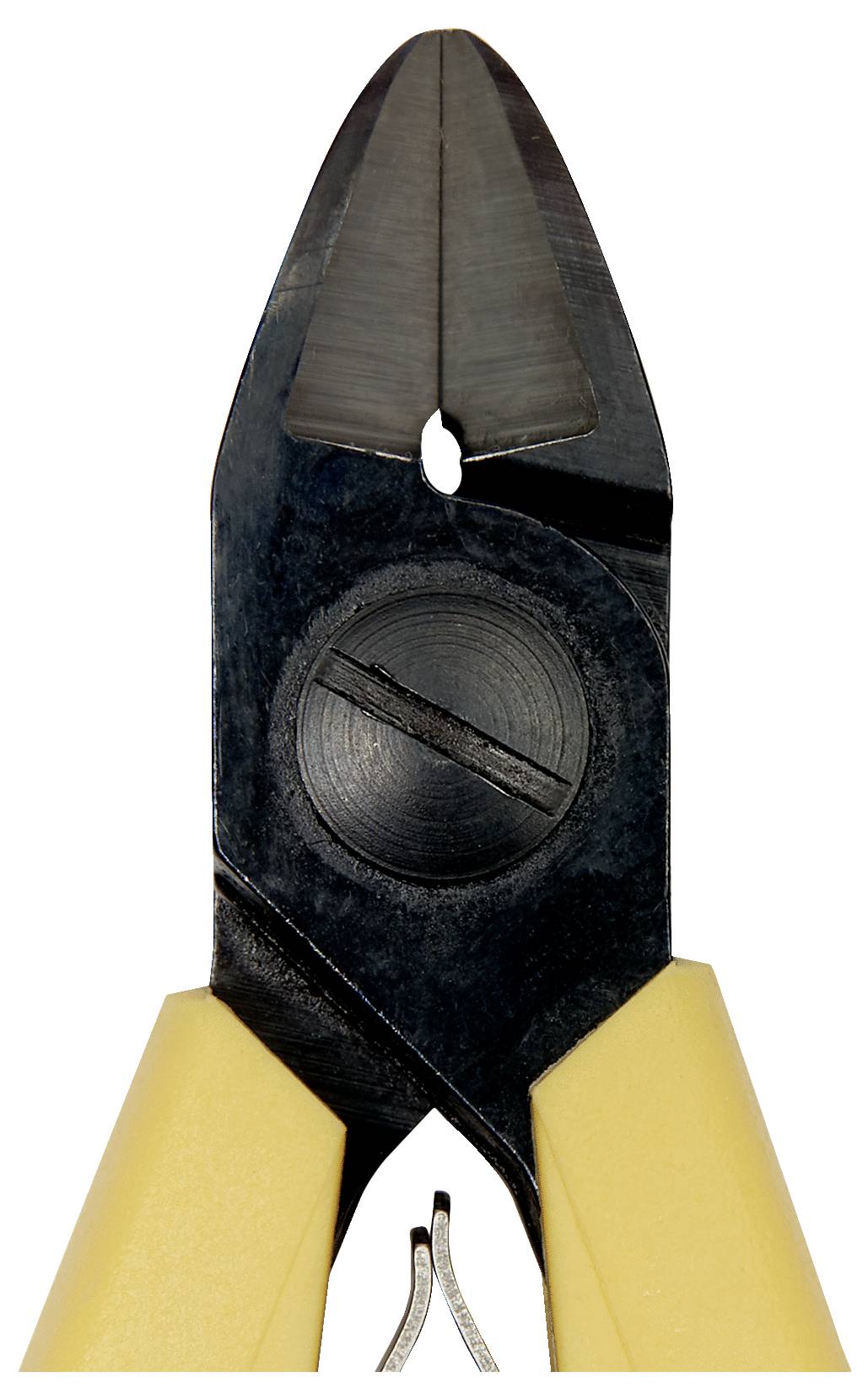 Nahaufnahme von Drahtscherern mit gelben Griffen und schwarzen Metallschneidklingen.