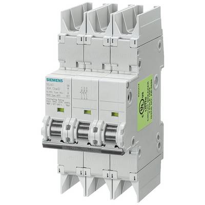 'Siemens 30A Trip Circuit Breaker', zeigt vier Kippschalter in einem grauen Gehäuse mit UL-Kennzeichnung auf der Seite.