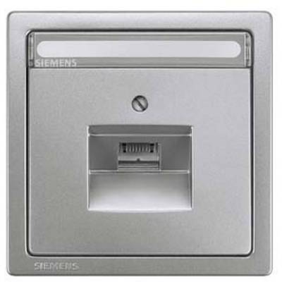 Ein silberfarbener Ethernet-Anschluss von Siemens in einer Wandplatte, geeignet für Netzwerkkabelverbindungen in Gebäuden.