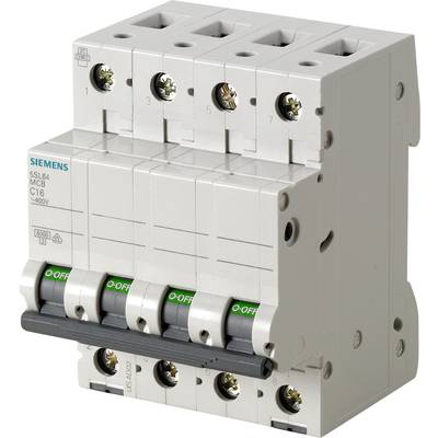 'Ein vierpoliger Siemens-Leistungsschutzschalter C16 zur Steuerung und zum Schutz von elektrischen Stromkreisen.'