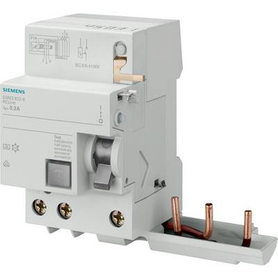 Ein Siemens FI-Schutzschalter mit der Bezeichnung SSM2 632-6 für 0,3 A, geeignet zur Verhinderung von Stromschlägen in elektrischen Anlagen.