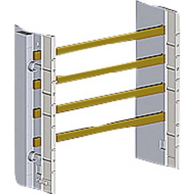 Ein Ansichtsbild einer stabilisierenden Metallkonstruktion mit vier horizontalen Streben, die an zwei vertikale Seiten befestigt sind.