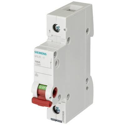'Siemens 5TL1 Leitungsschutzschalter, 1-polig, 100A, 250V, mit rotem Schalterhebel. Sicherungsgerät für elektrische Systeme.'