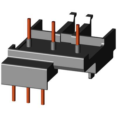 Ein graues, rechteckiges Bauteil mit roten Pins, die vertikal und horizontal verlaufen. Geeignet für Montage oder Elektronikverbindungen.