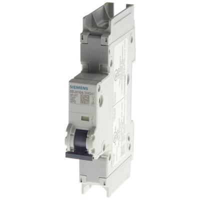 Ein Siemens-Leistungsschalter, Modellnummer SS-J1D04-7HG41, mit technischen Spezifikationen und Sicherheitskennzeichen aufgedruckt.