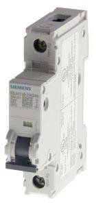 Ein weißer Siemens-Leitungsschutzschalter mit technischen Informationen auf der Seite, geeignet für den Schutz von elektrischen Anlagen.