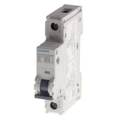 Ein weißer Siemens-Leitungsschutzschalter mit technischen Informationen auf der Seite, geeignet für den Schutz von elektrischen Anlagen.