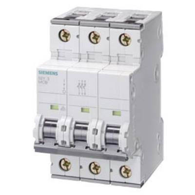 Ein dreipoliger Leitungsschutzschalter von Siemens, geeignet zum Schutz elektrischer Kreisläufe vor Überlast und Kurzschluss.