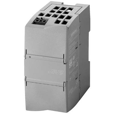 Ein graues industrielles Netzwerkswitch-Modul mit mehreren Anschlusssteckplätzen für industrielle Automatisierungssysteme.
