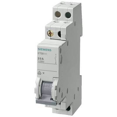 Ein grauer Siemens-Leistungsschutzschalter mit der Aufschrift '20A 230V'. Er hat zwei Anschlussstellen und ist schmal sowie rechteckig.
