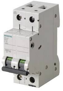 Ein zweipoliger Leitungsschutzschalter von Siemens, Modell C10, ausgelegt für 400V, zum Schutz elektrischer Stromkreise.