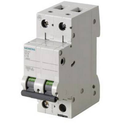 Ein zweipoliger Leitungsschutzschalter von Siemens, Modell C10, ausgelegt für 400V, zum Schutz elektrischer Stromkreise.