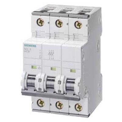 Dreipoliger Leistungsschalter, primär weiß mit grauen Schaltern und Kupferschrauben, dient zum Schutz elektrischer Schaltkreise.