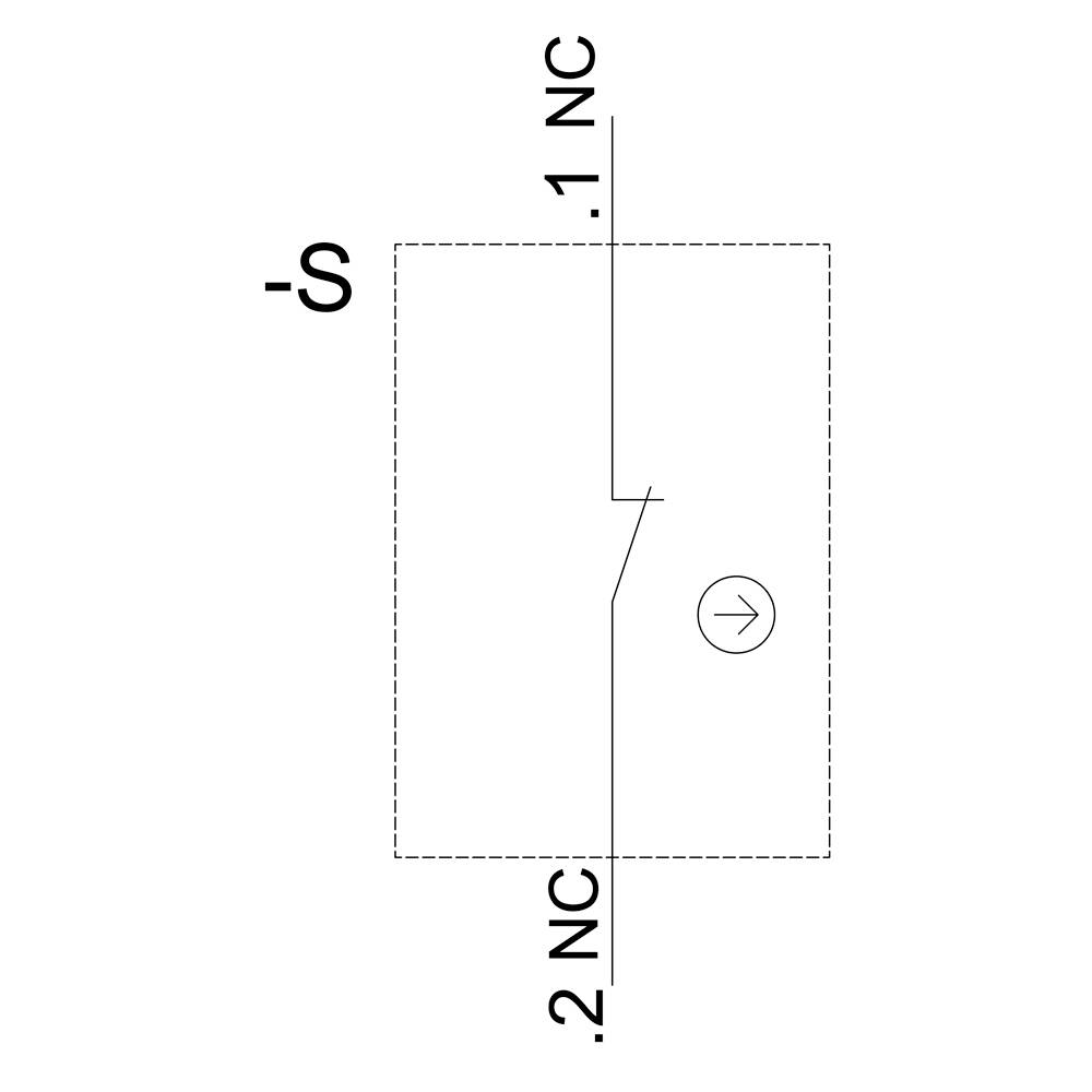 Elektrischer Schaltplan symbolisiert einen mechanischen Schalter mit zwei NC-Kontakten, beschriftet mit '-S'.