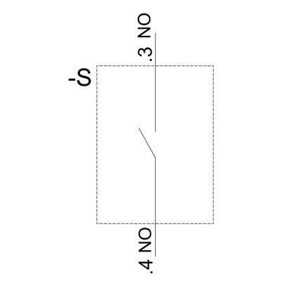 Ein rechteckiges Diagramm mit der Beschriftung '3 NO' oben und '4 NO' unten. Ein Zickzack-Pfeil verläuft diagonal durch das Rechteck.