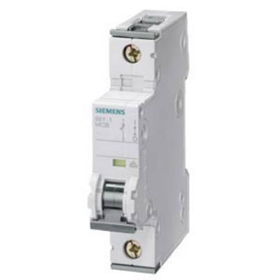 Ein weißer Leistungsschalter mit Siemens-Logo und Angaben wie '5SY4 MCB', verwendet zur elektrischen Sicherheit in Stromkreisen.