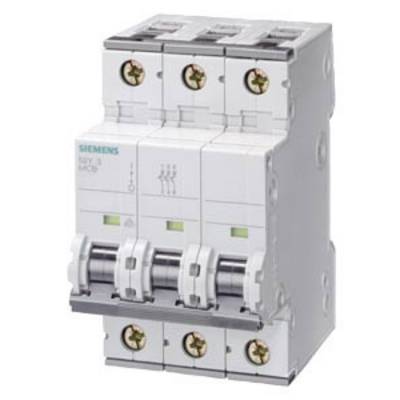 Ein dreipoliger Schutzschalter von Siemens, Modell 5SY63, zur Verteilung und Absicherung von elektrischen Stromkreisen in Gebäuden.
