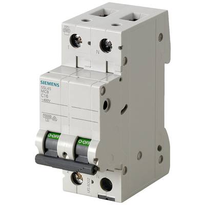 Bild eines Siemens 5SL4S MC16 Leistungsschalters mit zwei Schaltern für die Stromkreissicherung in elektrischen Schaltsystemen.