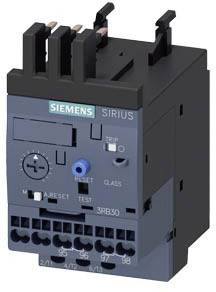 Ein schwarzer und grauer Siemens Sirius Schütz mit mehreren Anschlüssen und Bedienelementen, hauptsächlich für industrielle Anwendungen.
