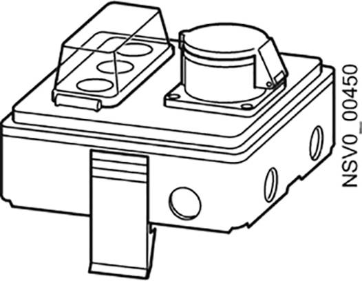 Technische Zeichnung einer elektronischen Komponente mit Schaltern und Anschlüssen, gekennzeichnet mit NSV0_00450.