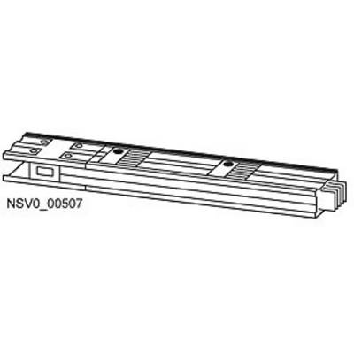 Technische Zeichnung eines linearen Schienenprofils mit der Bezeichnung 'NSVO_00607'. Enthält Details von Befestigungsschlitzen und Rillenstruktur.
