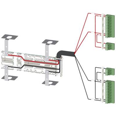 Schematische Darstellung eines Anschlussdiagramms mit Kabeln und Steckverbindern. Zeigt Verbindungen zwischen verschiedenen Komponenten.