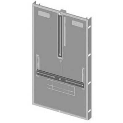 Zu sehen ist eine technische Zeichnung eines rechteckigen Bauteils mit verschiedenen horizontalen und vertikalen Markierungen und Linien.