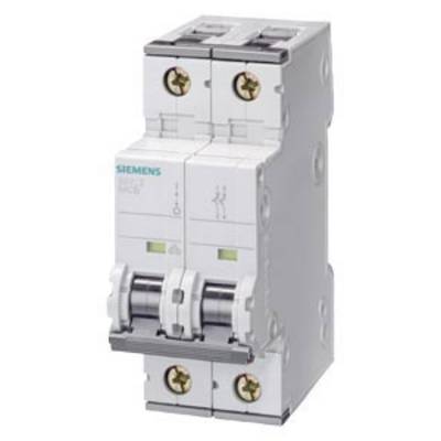 Doppelter Leitungsschutzschalter von Siemens, grau, mit Schaltern und Indikatoren für elektrische Sicherungen.
