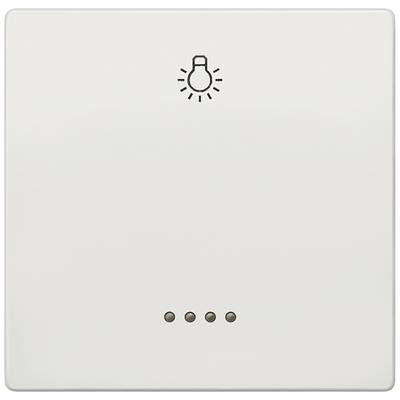 Ein weißer Lichtschalter mit einem Glühbirnensymbol oben und vier Schaltpunkten unten.
