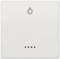 Ein weißer Lichtschalter mit einem Glühbirnensymbol oben und vier Schaltpunkten unten.
