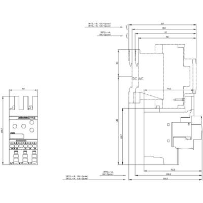 Technische Zeichnung einer elektronischen Komponente mit Abmessungen und Anschlussdiagramm. Details von Positionen und Maßen sind zu erkennen.