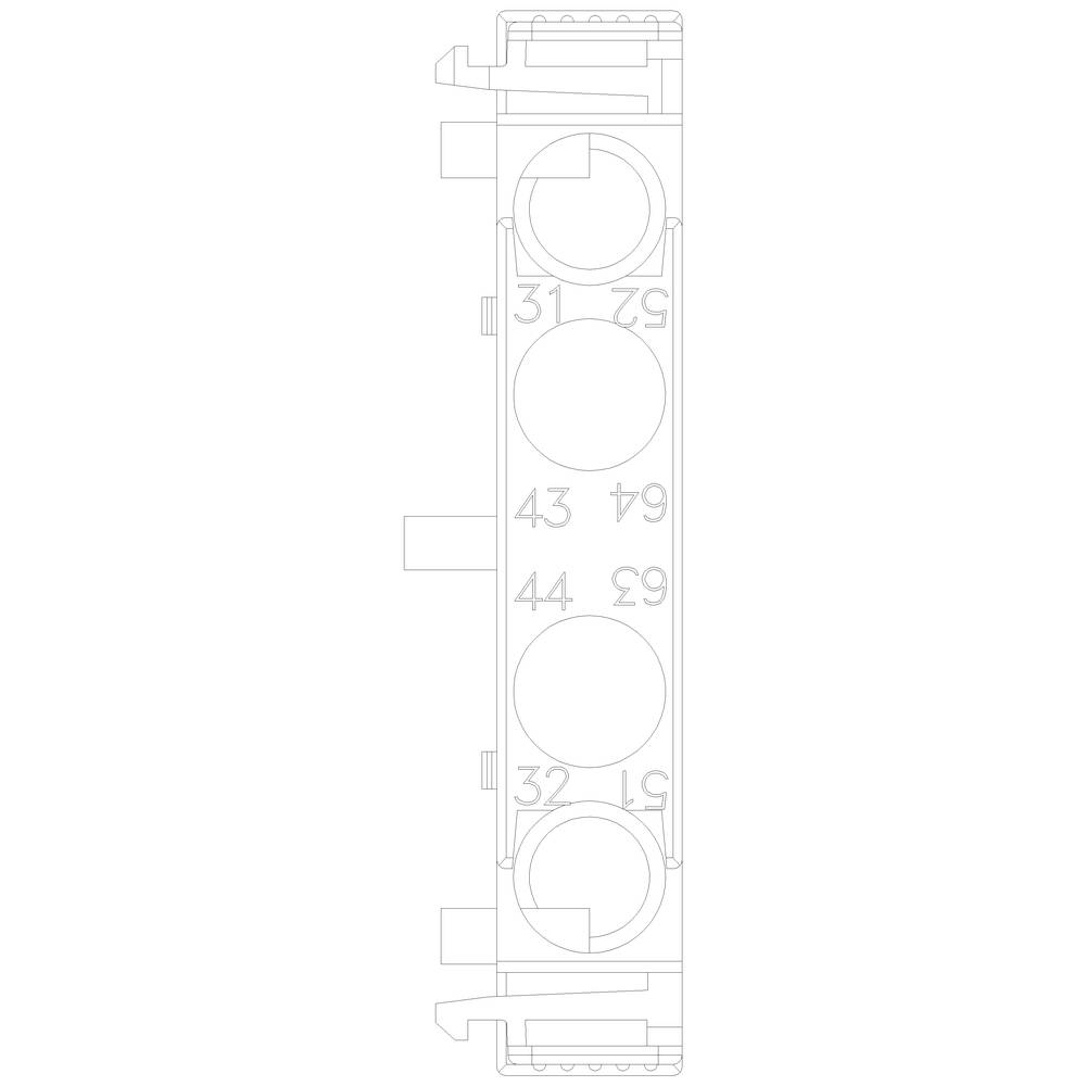 Technische Zeichnung eines mechanischen Teils mit Kreisen und Zahlen, möglicherweise ein Gehäuse oder eine Halterung in der Seitenansicht.