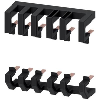 Schwarzes Kunststoffbauteil mit Kupferkontakten, das wie ein kleiner, rechteckiger Halter mit mehreren parallelen Schlitzen aussieht.