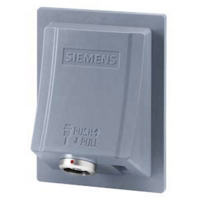 Ein graues Siemens-Gerät mit einem Knopf, beschriftet mit 'PUSH/PULL', und einem kleinen roten Punkt darunter.