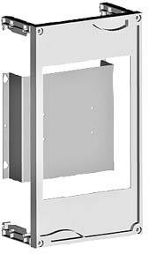 Metallrahmen zur Unterstützung eines Panels oder einer Halterung, mit Schraublöchern an den Ecken und einem offenen Mittelsegment.