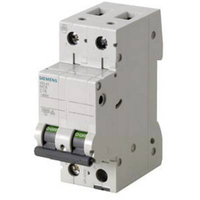 Ein zweipoliger Leitungsschutzschalter von Siemens, Modell 5SL4, mit C16 Ampere Nennstrom, geeignet für Überstromschutz in elektrischen Anlagen.