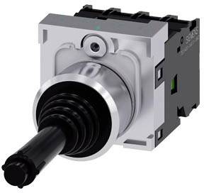 Ein schwarzer Joystick-Schalter mit Metallbasis, geeignet für industrielle Steuerungen.