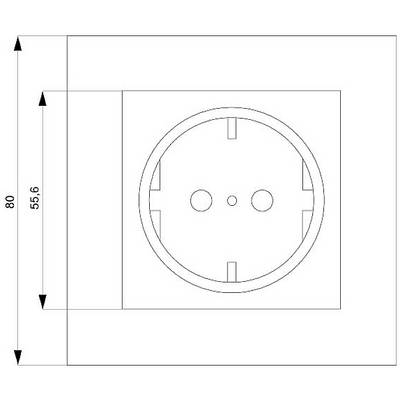 Technische Zeichnung einer runden Steckdose mit Abmessungen. Breite: 80 mm, Höhe: 55,6 mm.