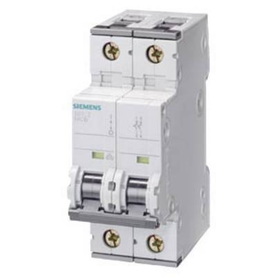 Abgebildet ist ein Siemens-Leitungsschutzschalter mit zwei Schaltern, verwendet zur Sicherung elektrischer Leitungen in Gebäuden.