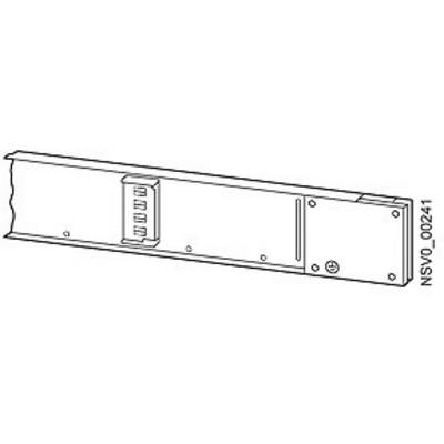 Eine technische Zeichnung einer rechteckigen, flachen Metallhalterung mit montierter USB-Steckdose und Befestigungslöchern.