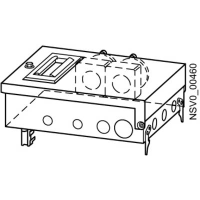 Diagramm einer elektrischen Schaltungskomponente, mit gezeichneten Symbolen und Anschlüssen. Links oben ein Schalter, rechts zwei kreisförmige Symbole.