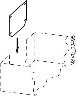 'NSV0_00495'. Schema zeigt Montageabfolge: Eine Platte wird mit einem Pfeil auf einen vorgegebenen Platz positioniert.