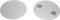 Zwei runde silberne Platten nebeneinander; die rechte hat zwei kleine, erhabene Kreise darauf.