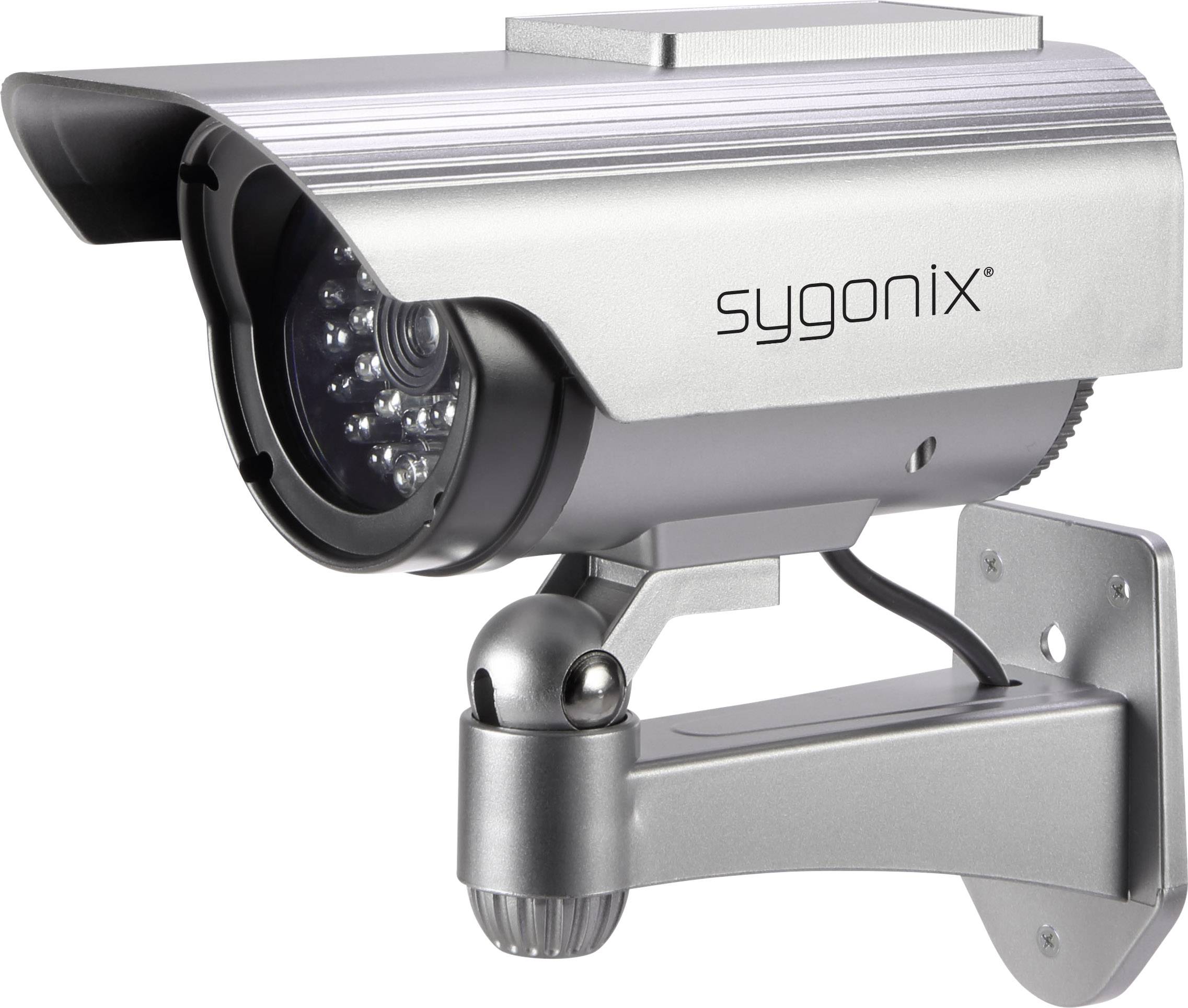 SYGONIX SY-3420674 Kamera-Attrappe mit Solarmodul, mit blinkender LED