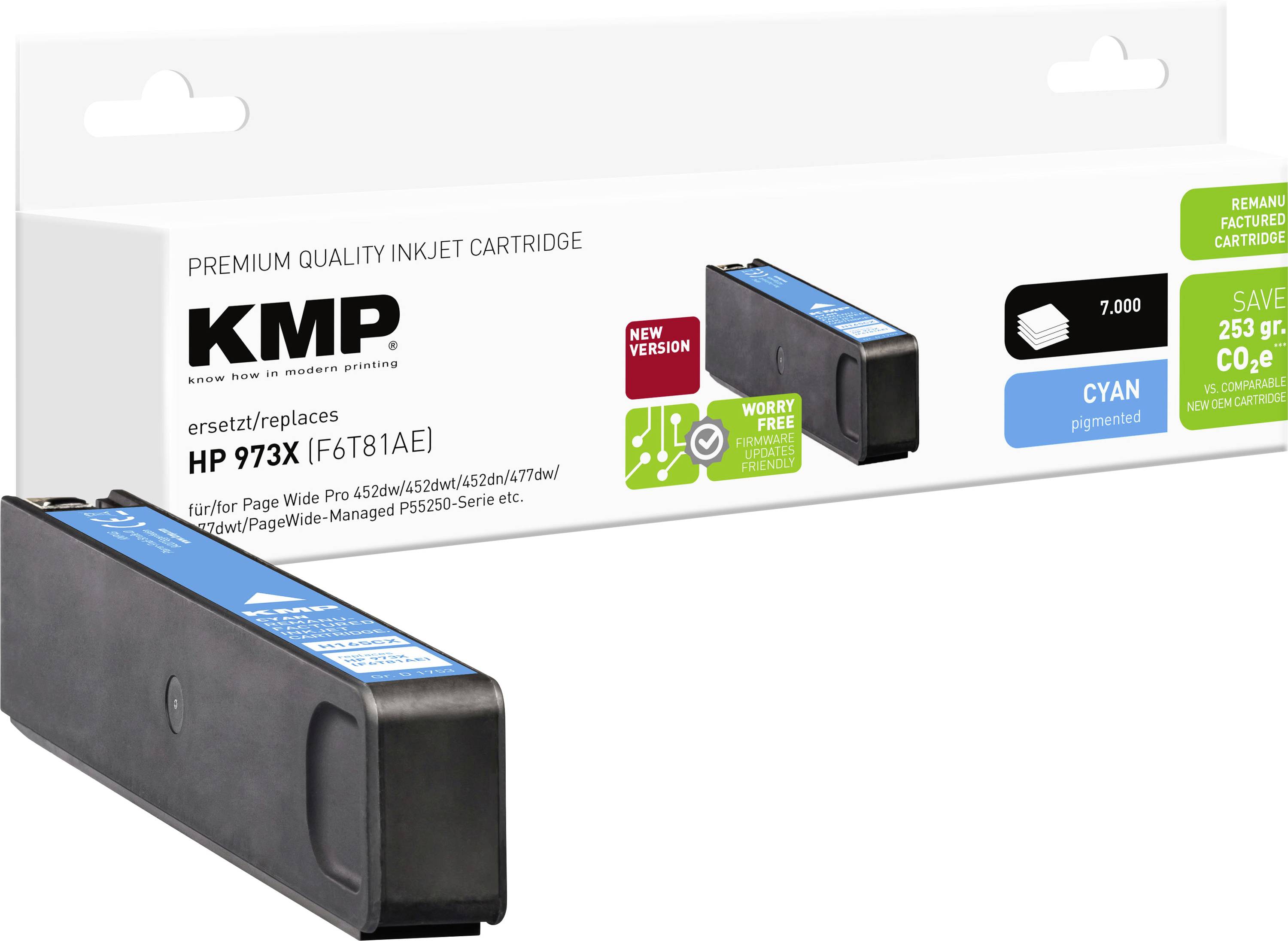 KMP Druckerpatrone ersetzt HP 973X Kompatibel Cyan H165CX 1753,4003